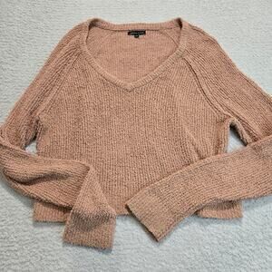 Kendall & Kylie Oversize Cropped Pullover Sweater Size S Comfy Cabincore